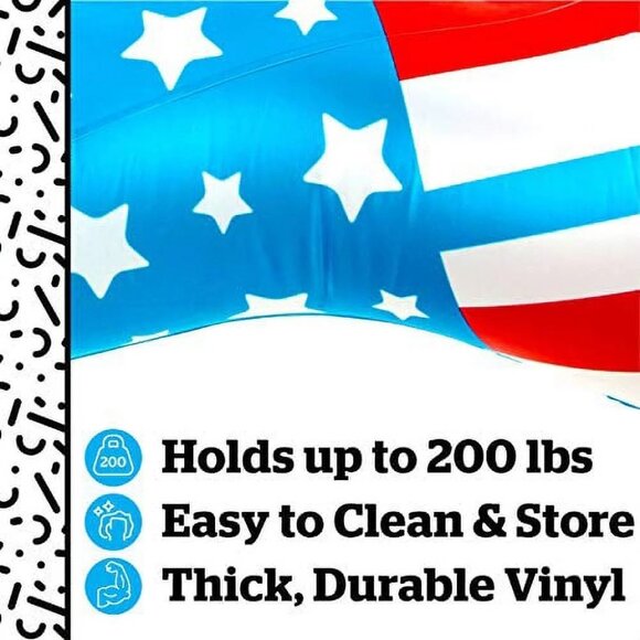 BigMouth Inc. Americana Star Big Float 50" x 50" Inflatable Pool Toy Ages 8+ NEW - Picture 3 of 6
